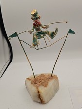 Ron Lee Signed Clown Acrobat Trapeze Sculpture on Stone Base Vintage picture