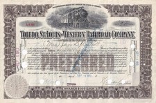 1913 Toledo St Louis & Western Railway - preferred stock certificate with stamps picture