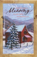 RED BARN IN COUNTRY SNOW SCENE BEAUTIFUL RELIGIOUS CHRISTMAS CARD DAYSPRING (7) picture