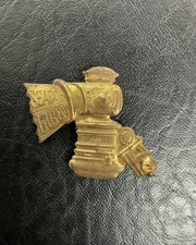 Antique Search Light Bicycle Lamp Pin Intact Fastener Original Brass Patina picture