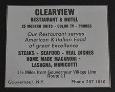 1982 Print Ad New York Gouverneur Clearview Restaurant & Motel Steaks Food Art picture