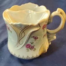Antique  Reinhold Schlegelmilch Victoria Mustache/Shaving Floral Mug 1890-1910 picture