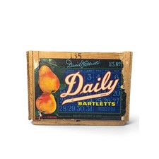 Vintage 1950s David Elliot Daily Pears Wooden Fruit Crate Farmhouse Decor Box picture