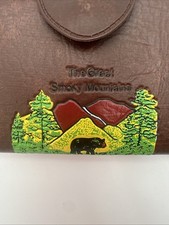Vtg Great Smokey Mts Tennessee N Carolina Vinyl Purse Wallet Souvenir Bear picture