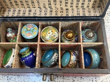 Vintage Chinese Cloisonné Miniature Vessel  Sets in Original Almanac-Lined Box picture