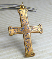 Vintage 1985 MMA Museum Copy Of Ancient Art Cross Pendant Blue Enamel picture