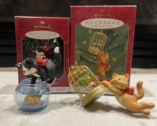 Lot of 2 Hallmark Keepsake Mischievous Kittens Ornaments #1 #2 Vintage 1999 2000 picture