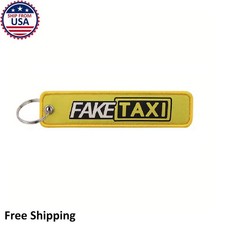 Fake Taxi Keychain Yellow Racing Car Accessory Gift Travel Luggage Bag Tag picture