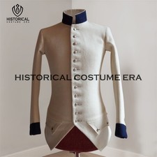 Men’s White Wool Sleeved waistcoat 1779-1786 | Historical Revolutionary War Vest picture