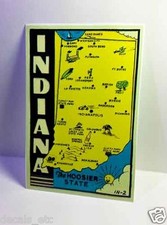 Indiana Hoosier State Vintage Style Travel Decal / Vinyl Sticker, Luggage Label picture