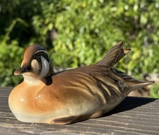 Vintage LOMONOSOV  Male Banal Teal Duck Figurine Made In Russia Approx 7” X 3” picture