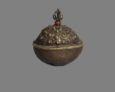 Real Tibet 18th Century Old Antique Buddhist Alloy Copper Kapala Offering Bowl picture