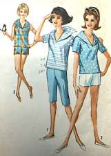 Vintage 1960s Pattern Pedal Pushers Shorts SAILOR TOP Simplicity 5386 Sz14 B34 picture