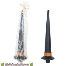 Creative Co-Op Unscented Witch Hat Shaped Taper Candle Black & Orange Individual picture