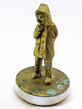 Vintage Brass Fisherman Sea Captain On Stone Nautical Figure Paperweight #oz picture