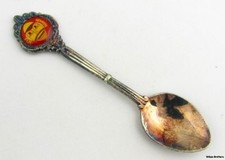 SOUVENIR SPOON - Fiji Islands Enameled Tribal Mask Collectors Estate Vintage picture
