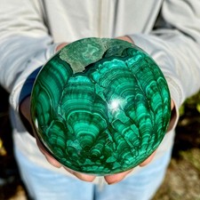 1.85LB Rare Natural Malachite quartz hand Carved sphere Crystal Healing picture