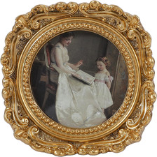 Vintage Picture Frames 3X3 round Gold - Antique Ornate Small Picture Frames with picture