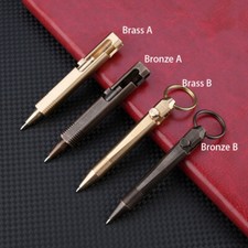 Creative Mini Solid Brass Bolt Action Ball Point Pen Copper Pocket EDC Gift picture