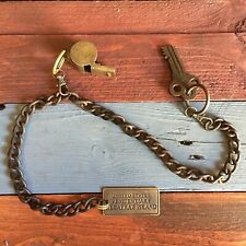 Alcatraz Island Prison Guard Iron Cell Key, Tag & Solid Brass Whistle, 27