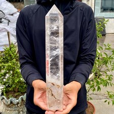 3.39LB Natural clear white crystal obelisk Crystal energy column Reiki healing picture