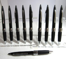 LOT OF 10 TERZETTI POINTER METAL BALLPOINT PENS-BLACK+RUBBERIZED GRIP picture