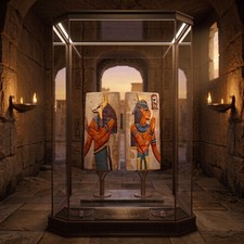 Double sided relief sculpture depicting royal Pharaonic figures, Egyptian artifa picture