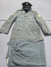  Vietnam US ARMY Green Complet Uniform Dress Jacket, Pants,& Hat. & Army Awards  picture