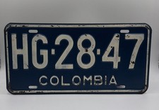 Vintage Colombia South America License Plate # HG-28-47 picture