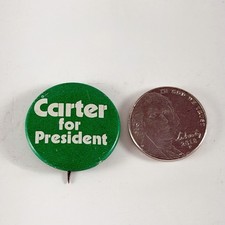 Vintage 1976 Jimmy Carter for President Green Campaign Pin Button Political picture