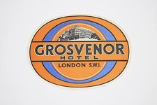 1950s Luggage Label GROSVENOR HOTEL London S.W.I. Travel Design Colorful Orig. picture