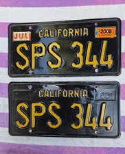 California Black License Plates Vintage 1963 - 1969 Original Set Pair picture