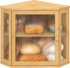 Bread Box Kitchen Counter Corner Bread Large Bamboo Wood Capacity Bread Storage picture