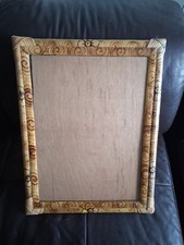 Vintage Bamboo Picture Frame with Burnt Floral Design picture