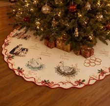 48 Inch Vintage 12 Day of Christmas Tree Skirt picture