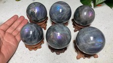 Share wholesale 6pcs 2665g 62-71mm Natural labradorite ball healing-purple flash picture