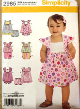 Simplicity 2985 Babies dress in two lengths, Top, Cropped Pants, Panties xxs-L picture