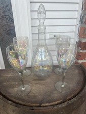 Vintage Iridescent Rainbow Handblown  Glass Tuscany  Decanter and wine glasses picture