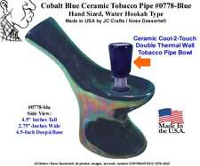 Blue Bent Long Ladle Ceramic Glass Water Pipe Hookah Bong Smoking Pipe #0778 USA picture