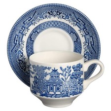 Churchill Willow Blue  Large Flat Cup & Saucer Set 2032540 picture