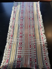 Vintage Scandinavian Folk Art Handwoven Table Runner 12” X 37” & .5” Fringe picture