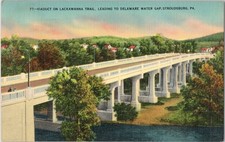Delaware Water Gap Lackawanna Trail Viaduct PA 1941 Linen Postcard picture