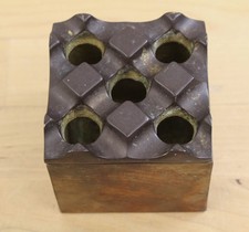 Vintage MCM Brutalist Brass Ashtrays Ultima Beck & Jung Style 5 Hole picture