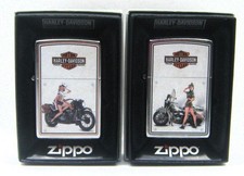 Harley Davidson Zippo WWII US Milatary Pinup Lighter Set picture