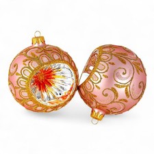 2pc Pink Gold Christmas Glass Ball Ornament Bauble Blue Reflector Decoration Set picture