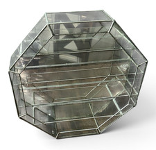 Vintage Glass & Brass Octagon Shaped Wall Or Table Curio Cabinet 15.75x15.75x4.2 picture