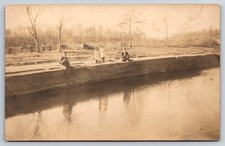 Oklahoma? Flat Rock Creek Bank Family Children Picnic Real Photo RPPC picture