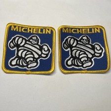 NOS TWO Vintage Michelin Man Tires Embroidered Patches picture