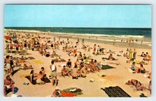 Crowded Beach In Florida Vintage Postcard AF555H picture
