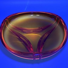Vtg Viking Art Glass Orange Epic Drape Pattern Centerpiece Bowl Cadmium Glow MCM picture
